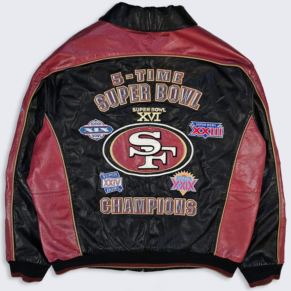 San Francisco 49ers Vintage 5 Time Super Bowl Champions Leather Jacket